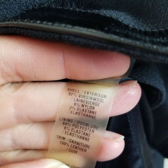 Elie Tahari Womens Virgin Wool Blazer Leather Trim Size 6 Classic Dark Academia - Picture 8 of 9